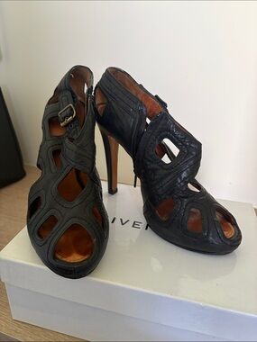 Givenchy Black Leather Cutout Platform Booties | Size 39.5 | With Box